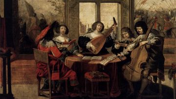 Représentation de trois chanteurs et deux instrumentistes